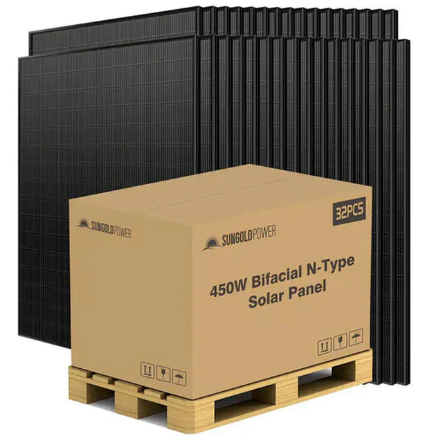 SunGold Power | 450 Watt Bifacial N-Type Monocrystalline Solar Panel SGN-450-BDG5 (32 PANELS) UL61730 | SGN-450-BDG5x32