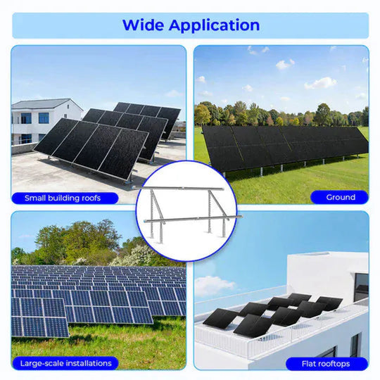 SunGold Power | Modular & Expandable Ground Mount Brackets for 2× 400W–590W Solar Panels | Heavy-Duty Adjustable | SGP-GMB-2P