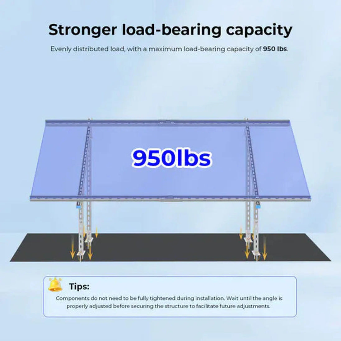 SunGold Power | Modular & Expandable Ground Mount Brackets for 2× 400W–590W Solar Panels | Heavy-Duty Adjustable | SGP-GMB-2P
