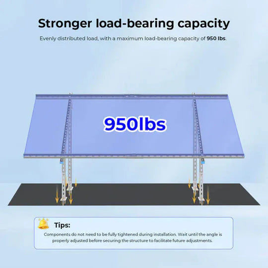 SunGold Power | Modular & Expandable Ground Mount Brackets for 2× 400W–590W Solar Panels | Heavy-Duty Adjustable | SGP-GMB-2P