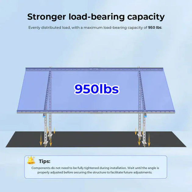 SunGold Power | Modular & Expandable Ground Mount Brackets for 2× 400W–590W Solar Panels | Heavy-Duty Adjustable | SGP-GMB-2P