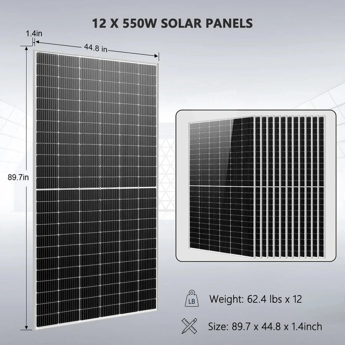 SunGold Power | Off Grid Solar Kit 12 x 550 Watts Solar Panels 10KW Inverter | SGR-10K25S | 5 X SG48100P [25.6kwh]