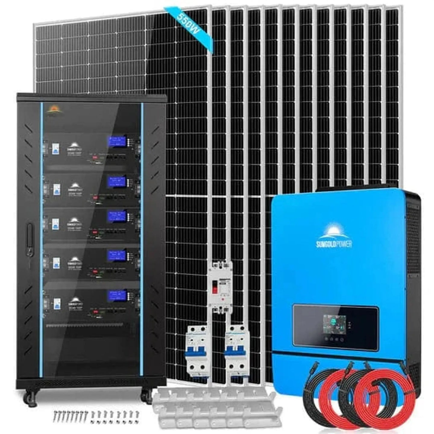 SunGold Power | Off Grid Solar Kit 12 x 550 Watts Solar Panels 10KW Inverter | SGR-10K32P | 2 X PowerMax 314 Outdoor [32.14kwh]