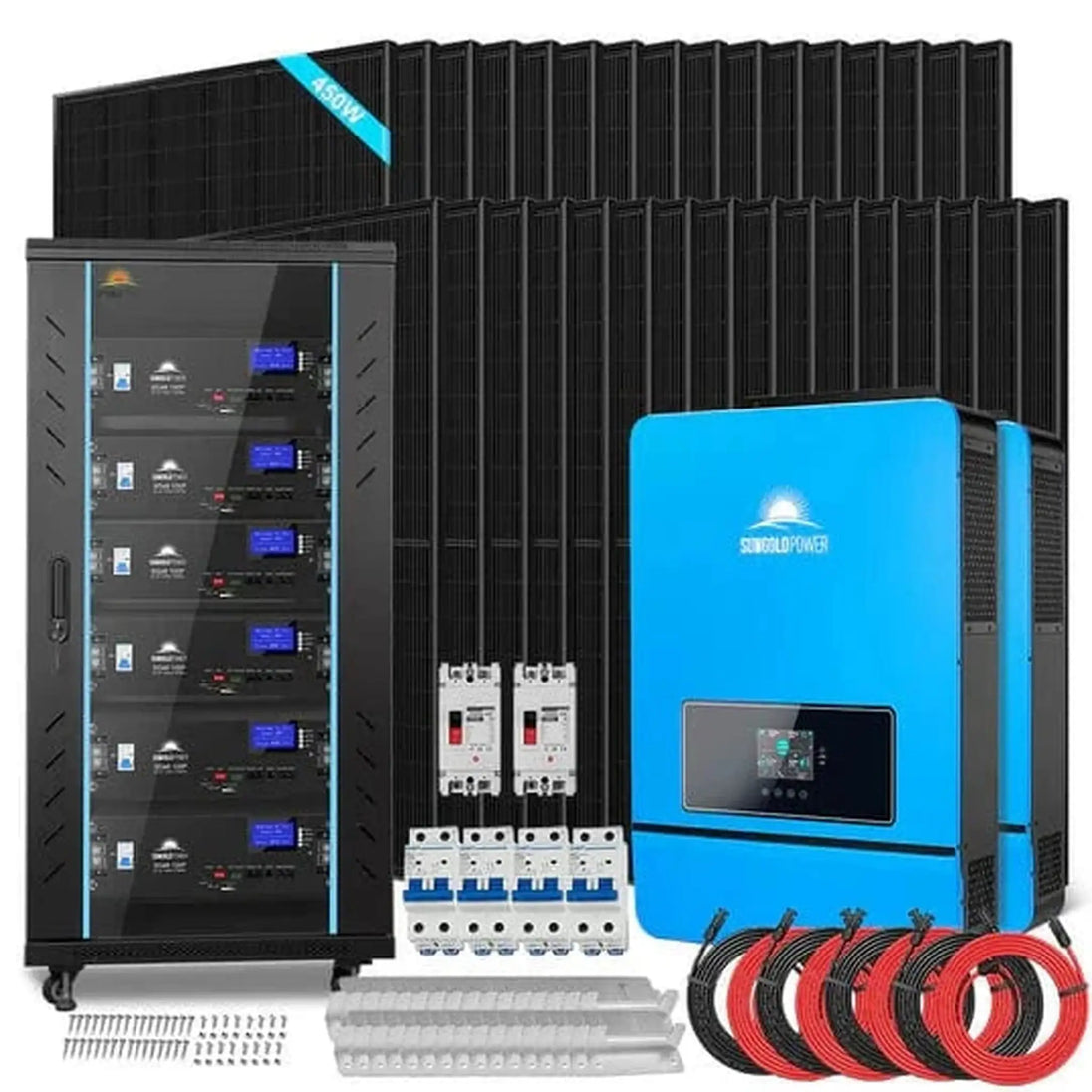 SunGold Power | Off Grid Solar Kit 20KW 48VDC 120V/240V | SGR-20K30E | 6 X SG48100P [30.72kwh]