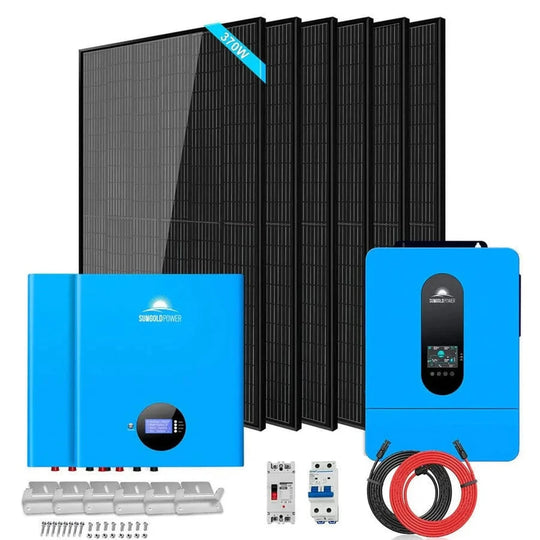 SunGold Power | OffGrid Solar Kit 6500W 48VDC| SGM655M/SGM6510M | SGM-6510M | SGM-6510M(6.5kw Inv+6*370w PV+2*100AH Bat)