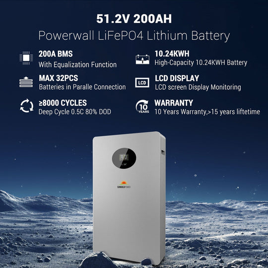 SunGold Power | Powerwall X LITHIUM BATTERY 51.2V 200AH SG48200T | SG48200T