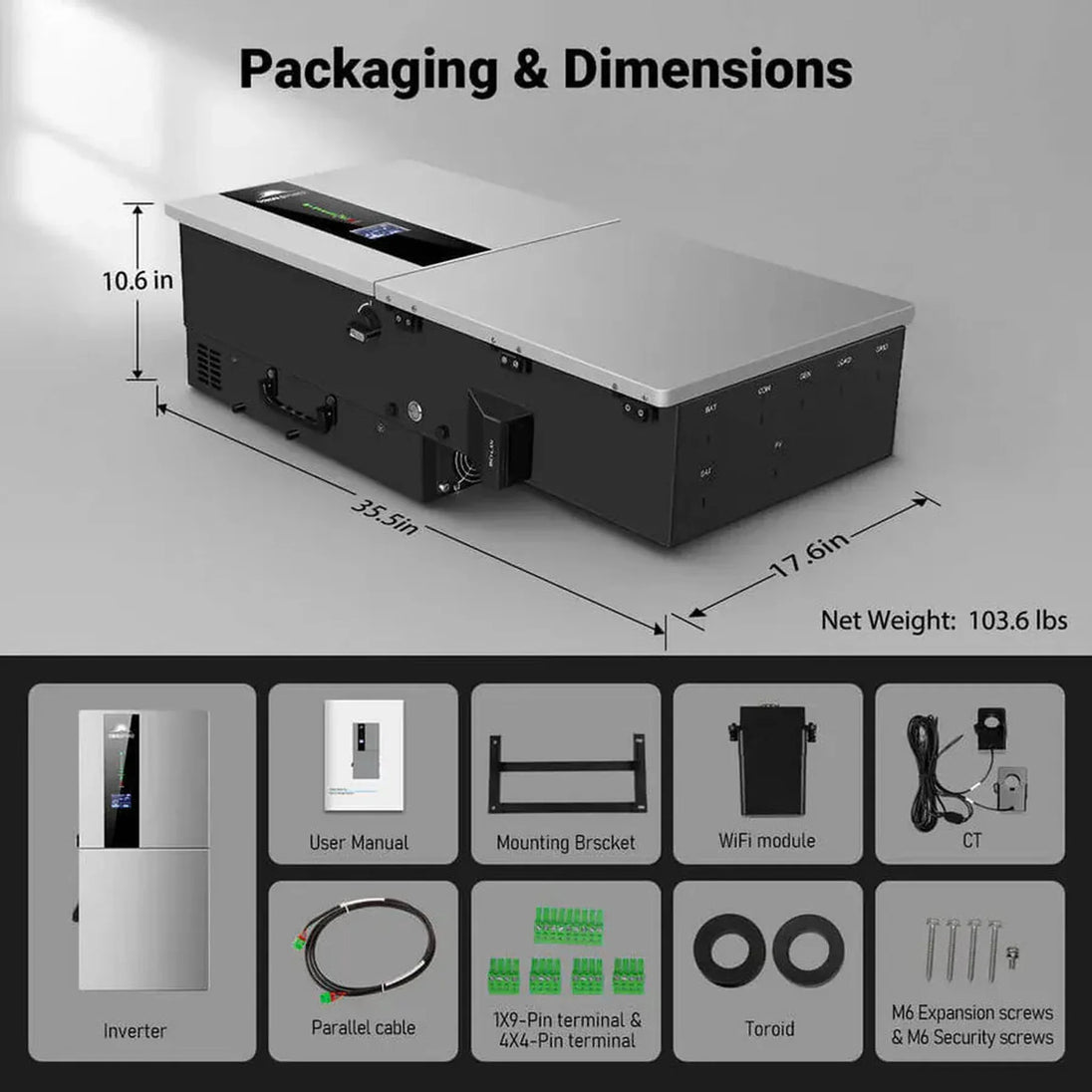 SunGold Power | 11.4KW 48V Split Phase Hybrid Solar Inverter | Whole Home Backup (200A) | SGN-11K15PRO | SGN-11K15PRO