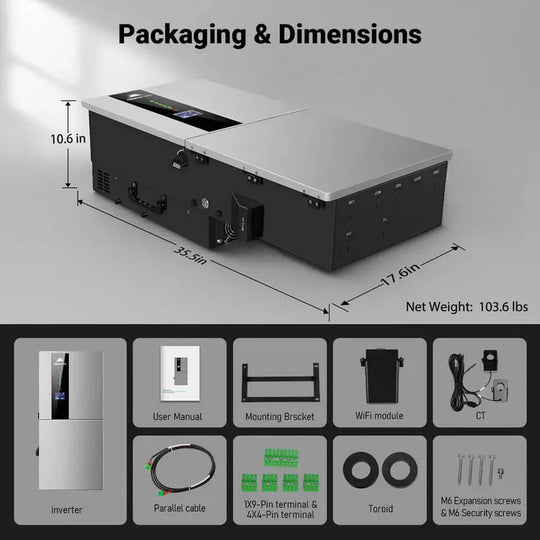 SunGold Power | 11.4KW 48V Split Phase Hybrid Solar Inverter | Whole Home Backup (200A) | SGN-11K15PRO | SGN-11K15PRO