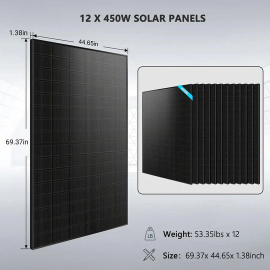 SUNGOLDPOWER | Hybrid Solar Kit 11.4KW 48V Split Phase 51.2 KWH Lithium Battery 36 X 440 Watt Solar Panel  SGH-11N5E | SGH-11N5E-s | SGH-11N5E-s(2*11.4kw Inv+10*100AH Bat)