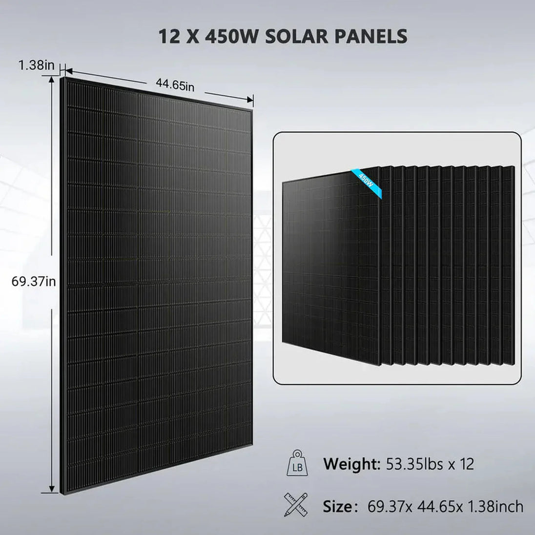 SUNGOLDPOWER | Hybrid Solar Kit 11.4KW 48V Split Phase 20.48KWH/50.2KWH Lithium Battery 440 Watt Solar Panel SGH-11N2E/ SGH-11N5E | SGH-11N2E-s | SGH-11N2E-s(11.4kw Inv+4*100AH Bat)