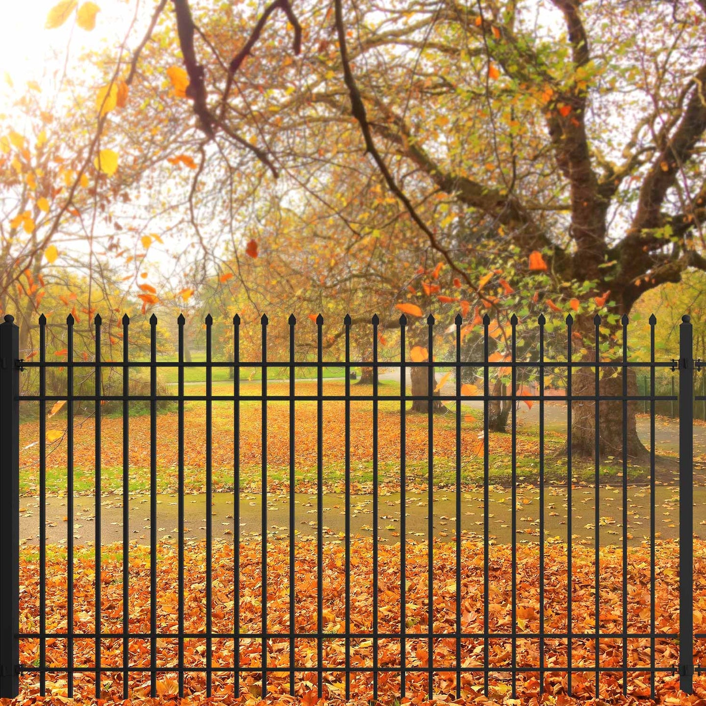 Chery Industrial 10x7 ft Steel Fence with 4 Rails, 30 Panels