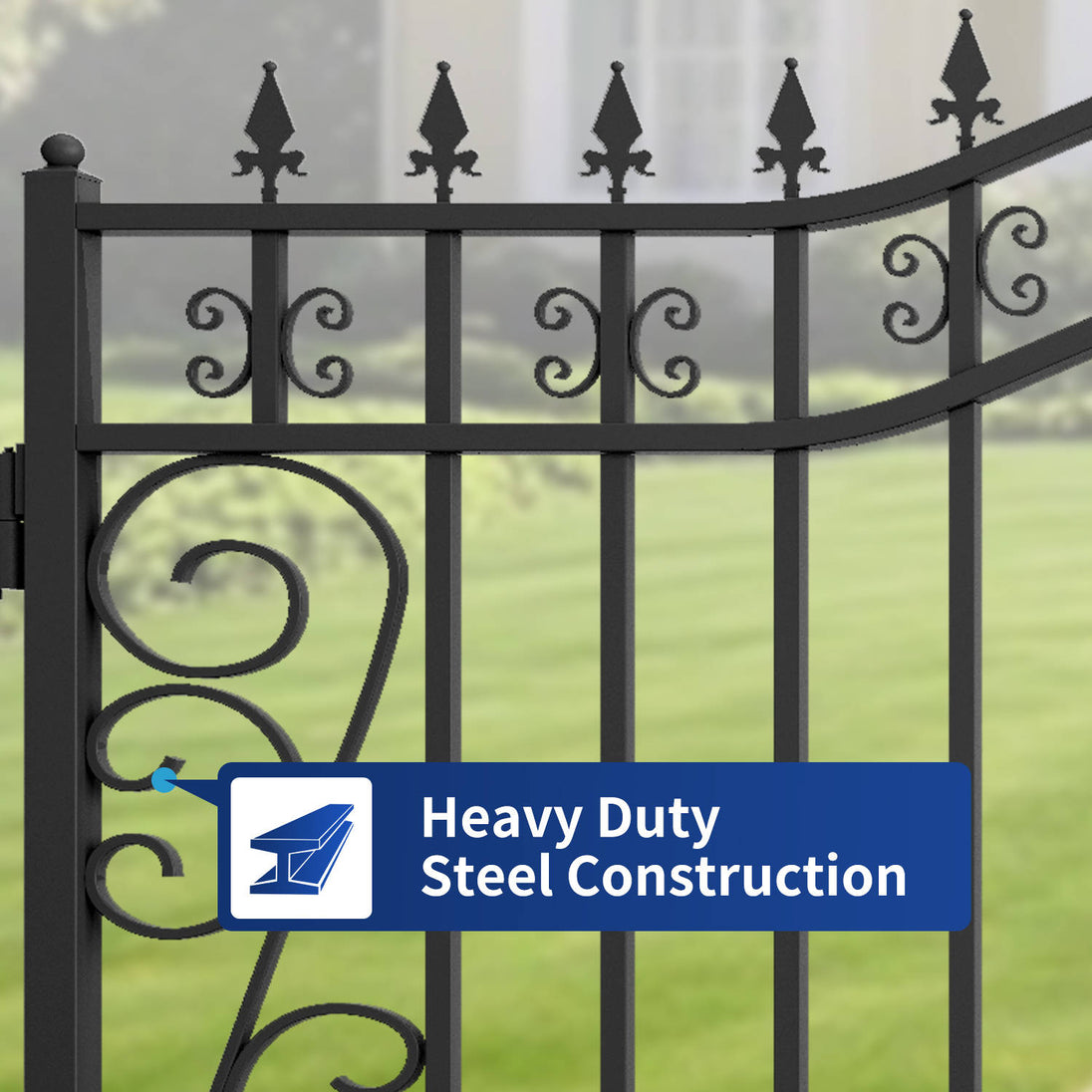 Chery Industrial 16x8 ft Dual Swing Driveway Gate with Star Pattern