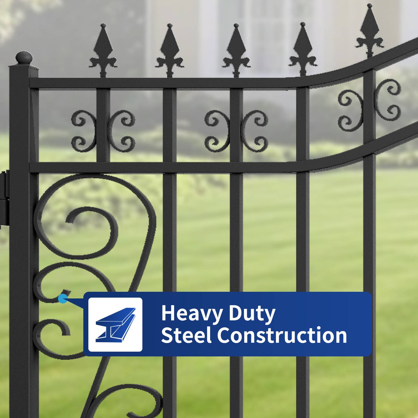 Chery Industrial 16x8 ft Dual Swing Driveway Gate with Star Pattern