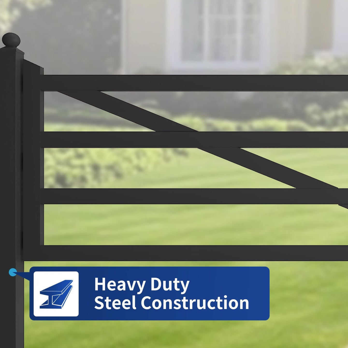 Chery Industrial 20 ft Farm Driveway Gate with Diagonal Tubes, Dual Swing