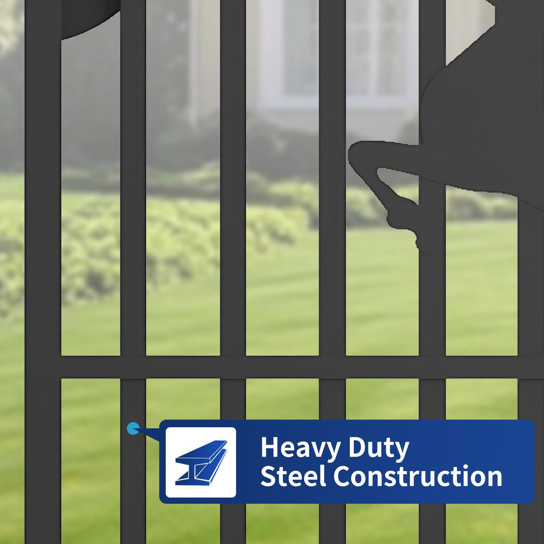 Chery Industrial 20x8 ft Dual Swing Driveway Gate with Ornamental Posts