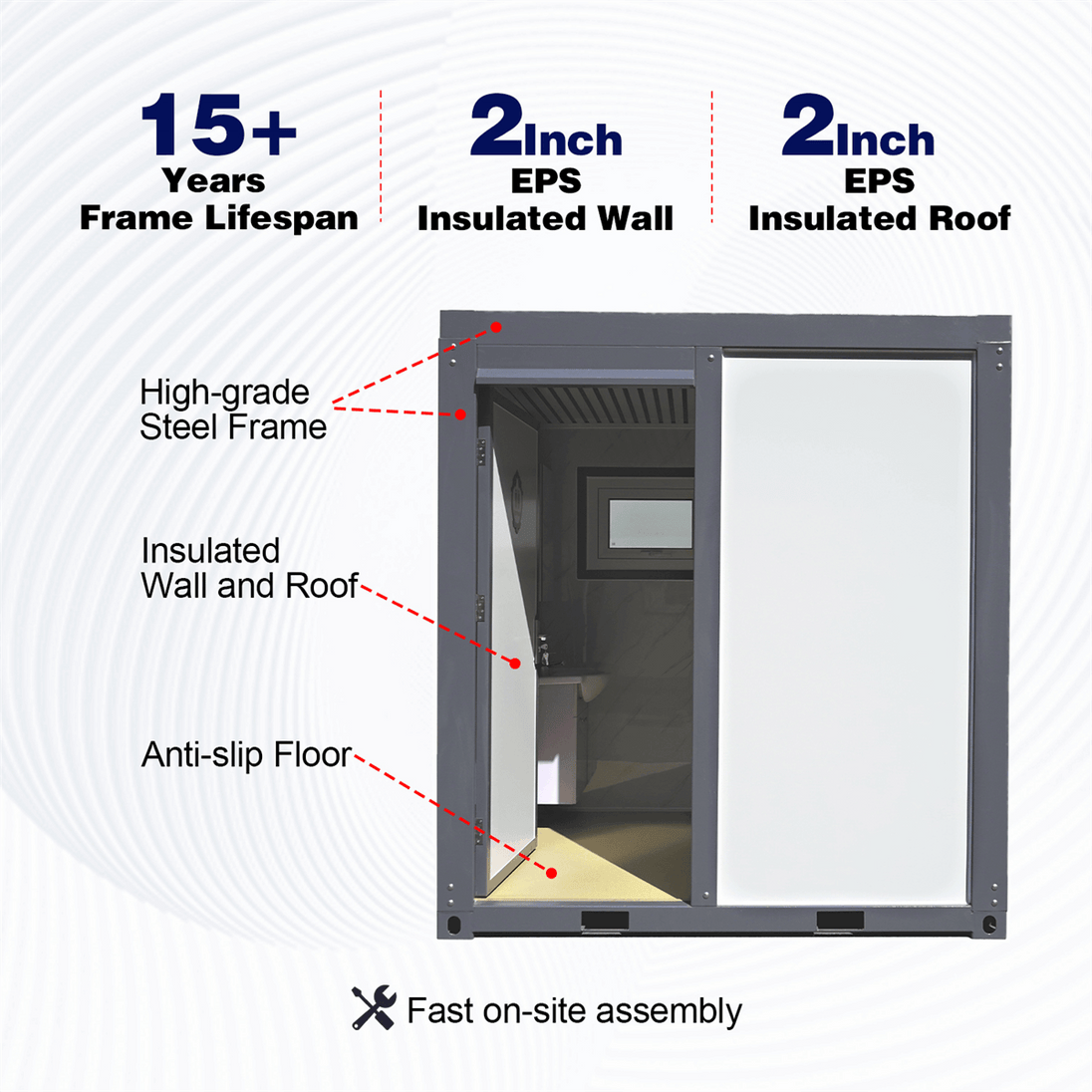 Chery Industrial Portable Toilet with Fan-shaped Door Shower