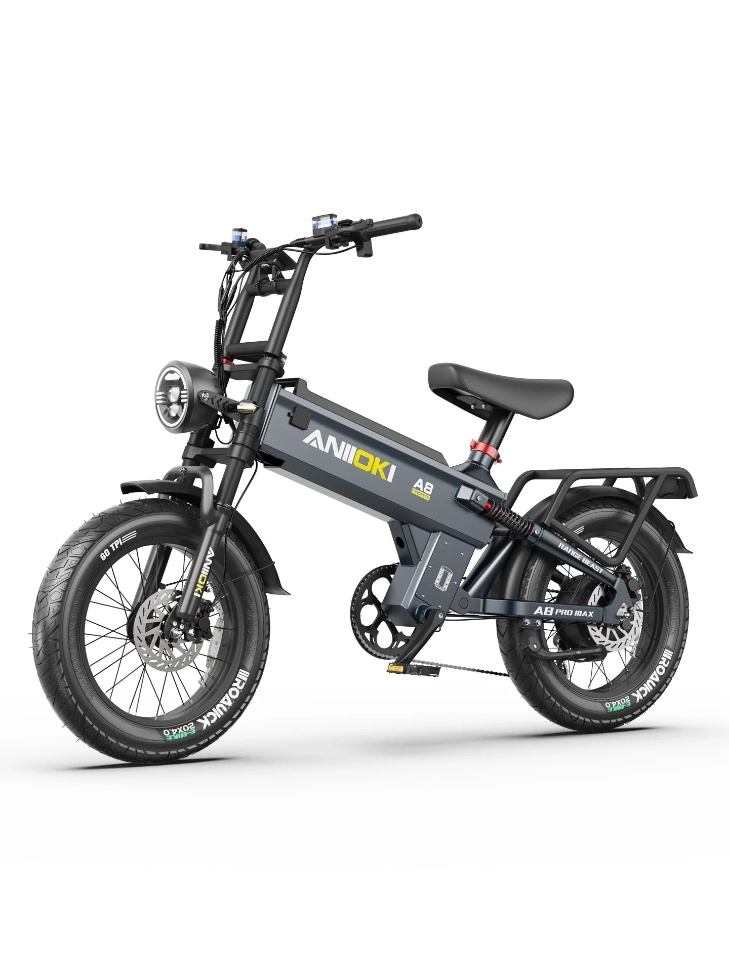 Aniioki A8 Pro Max Fat Tire E-Bike - Matte Gray 52V 70Ah(1600W)