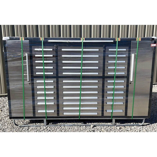 Chery Industrial 9 ft Garage Storage Cabinet with 34 Drawers & 2 Cabinets