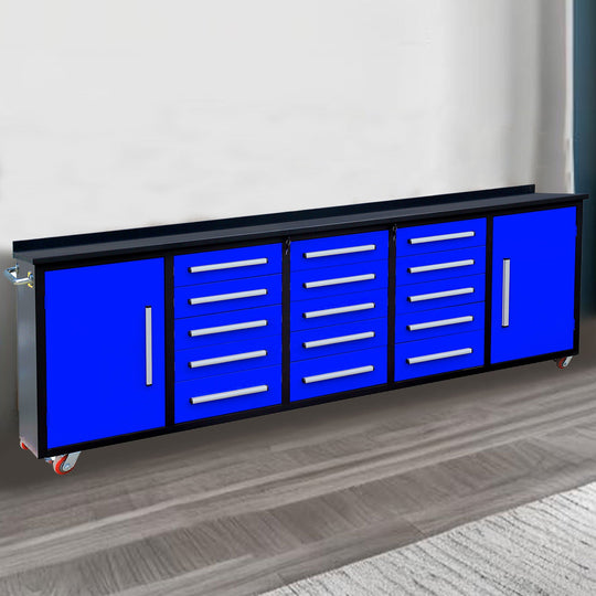 Chery Industrial 10ft 15-Drawer Storage Workbench with Wheels