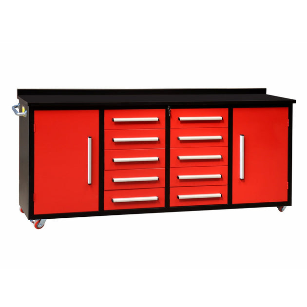 Chery Industrial | 7ft 10-drawer Storage Workbench with Wheels