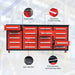 Chery Industrial 7ft 20-Drawer Storage Workbench with Wheels