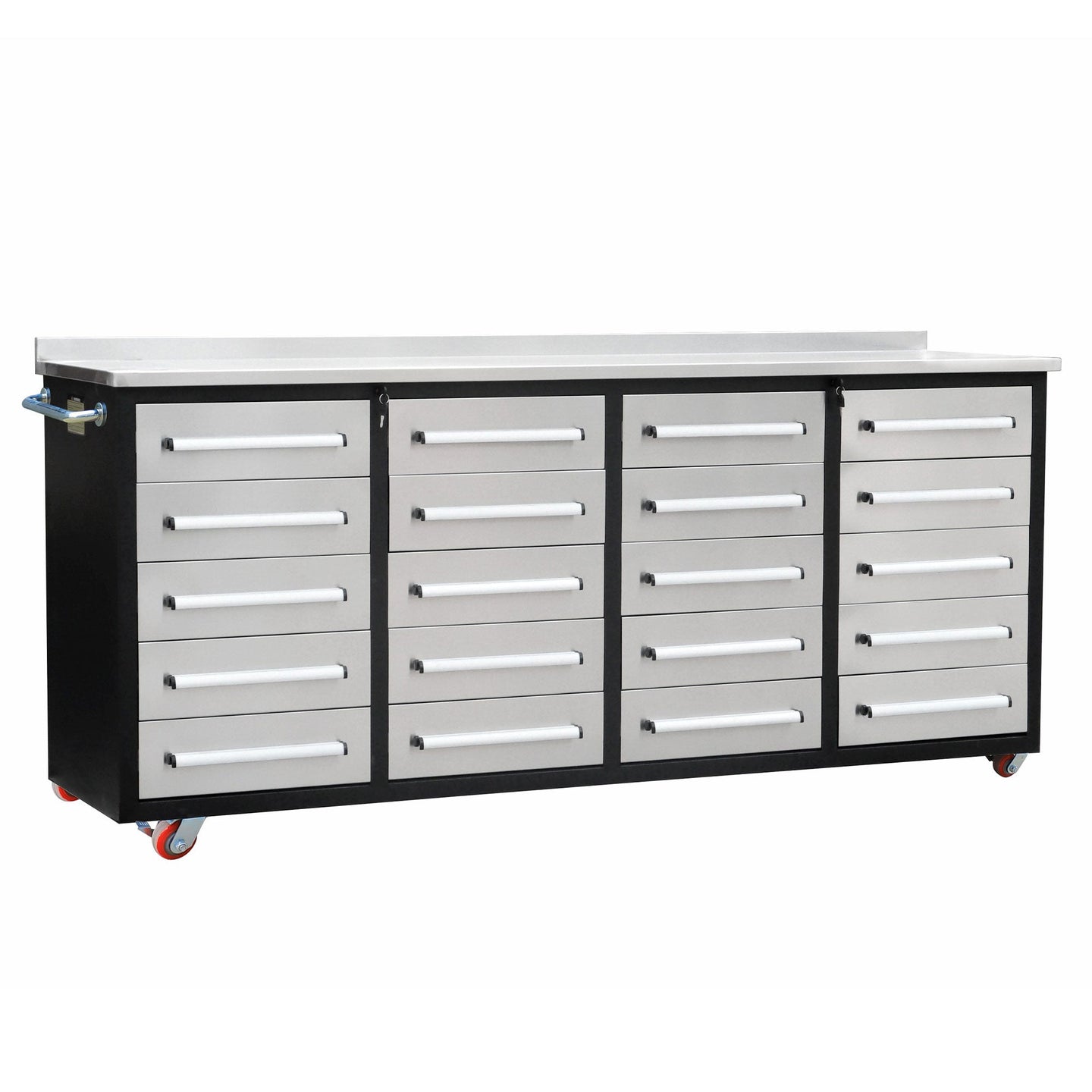 Chery Industrial 7ft 20-Drawer Storage Workbench with Wheels