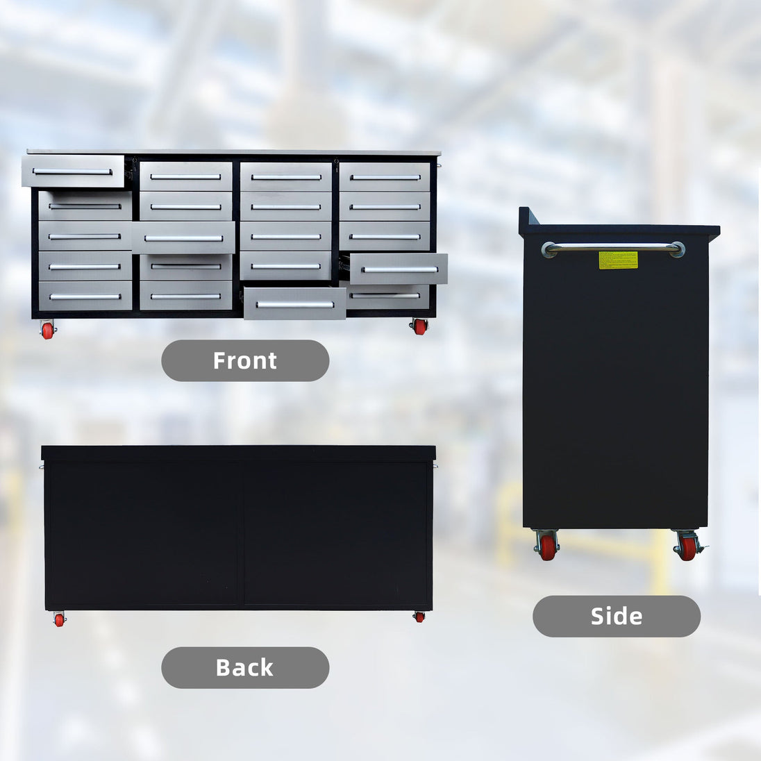 Chery Industrial 7ft 20-Drawer Storage Workbench with Wheels