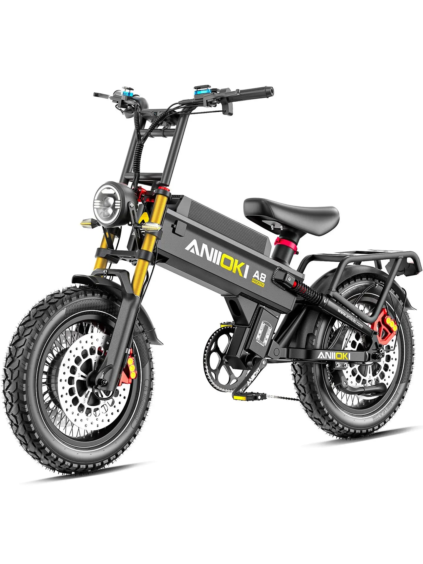Aniioki A8 Pro Max Dual Motor Fat Tire E-Bike | 60V AWD - 60V 80Ah(2026) Matte Black