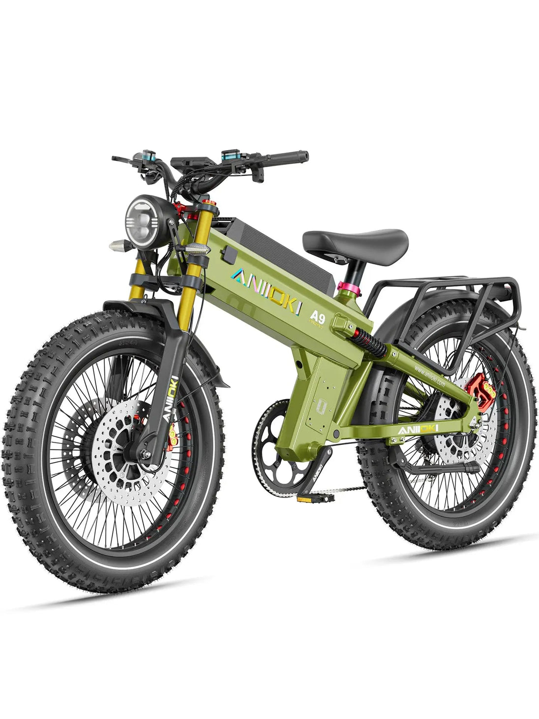Aniioki A9 Pro Max Dual Motor Fat Tire E-Bike | 60V AWD - 60V 80Ah(2026) Army Green