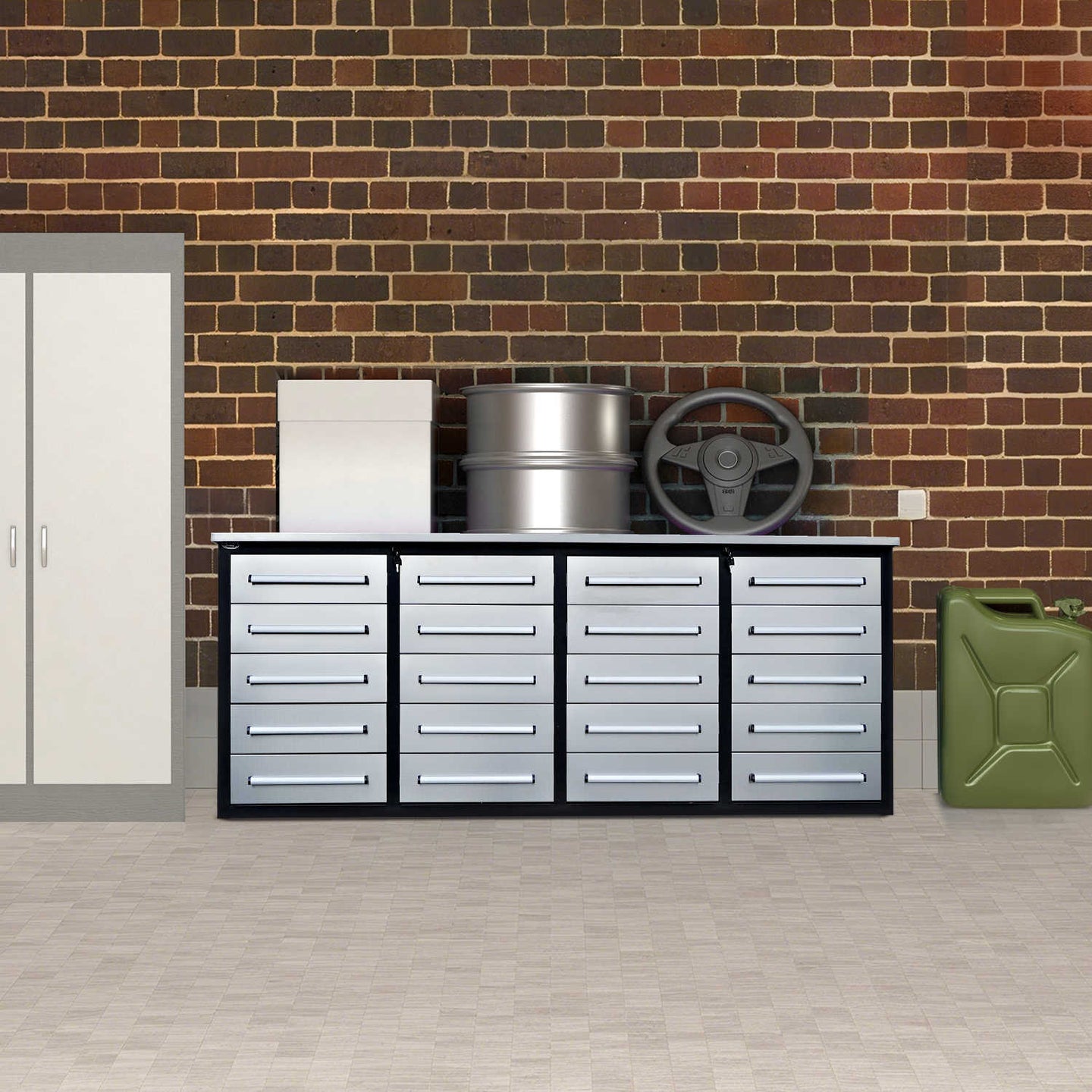Chery Industrial 7ft Heavy Duty Garage Workbench Cabinet with 20 Drawers
