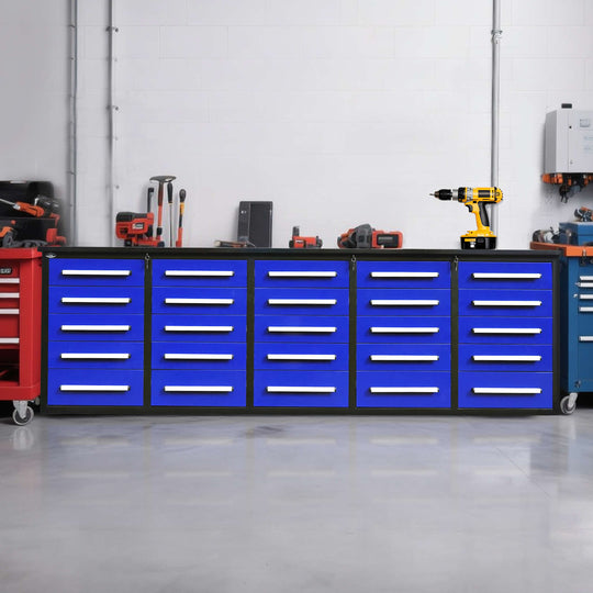 Chery Industrial 10 ft Heavy Duty Workbench with 25 Drawers