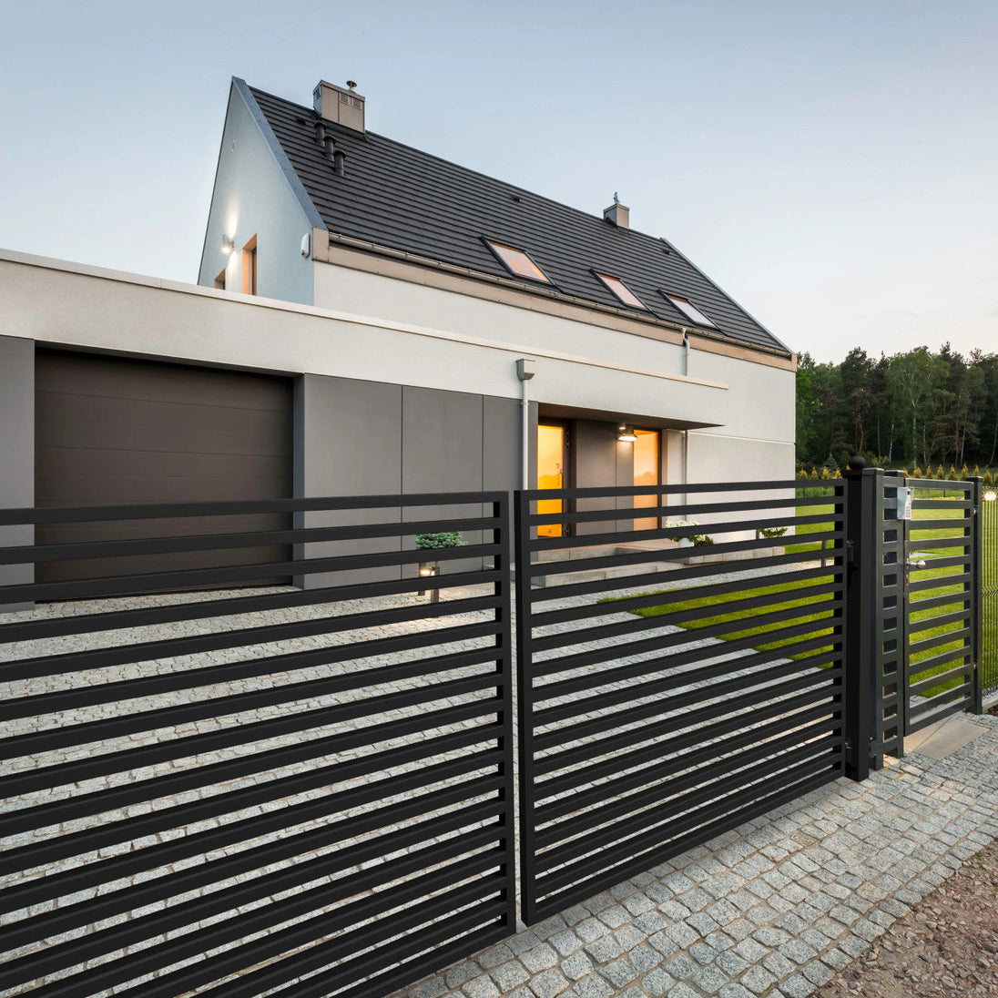 Chery Industrial 18x6 ft Steel Dual Swing Driveway Gate - MILAN Style