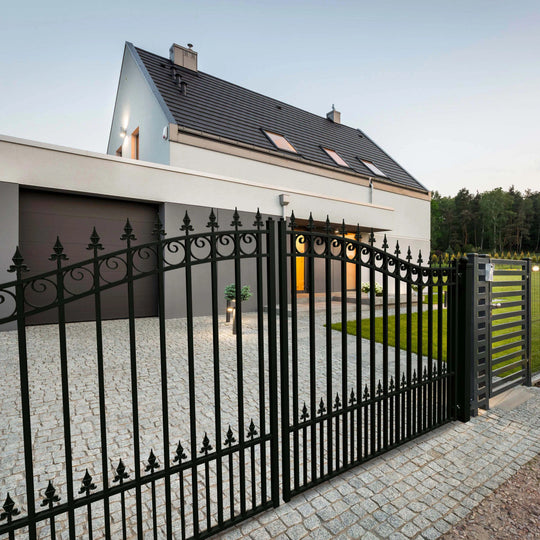 Chery Industrial 18x6 ft Steel Dual Swing Driveway Gate - PRAGUE Style