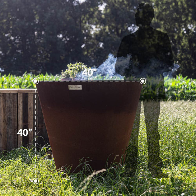 Arteflame One Series 40" - XXL Flat-Top Charcoal Grill & Fire Bowl (Single-Piece CORTEN Body)
