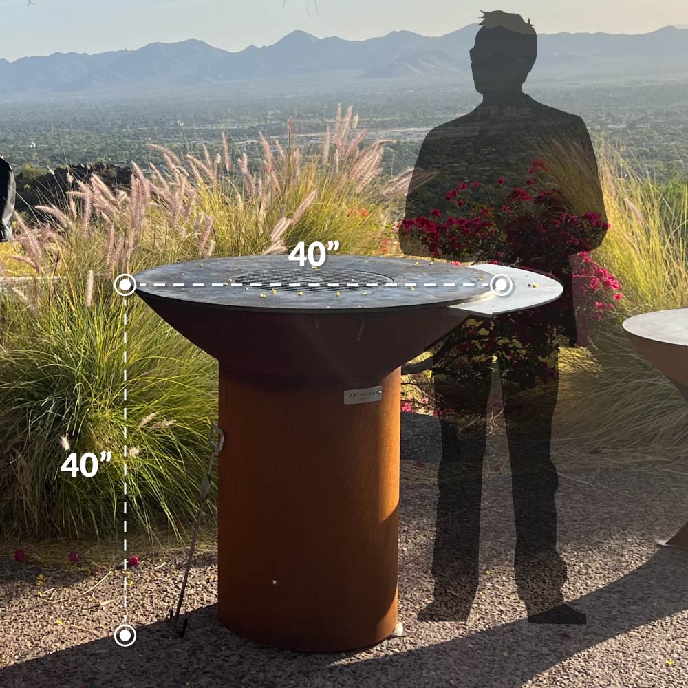 Arteflame Classic 40" - Round Base Flat-Top Grill & Fire Bowl (CORTEN Steel)