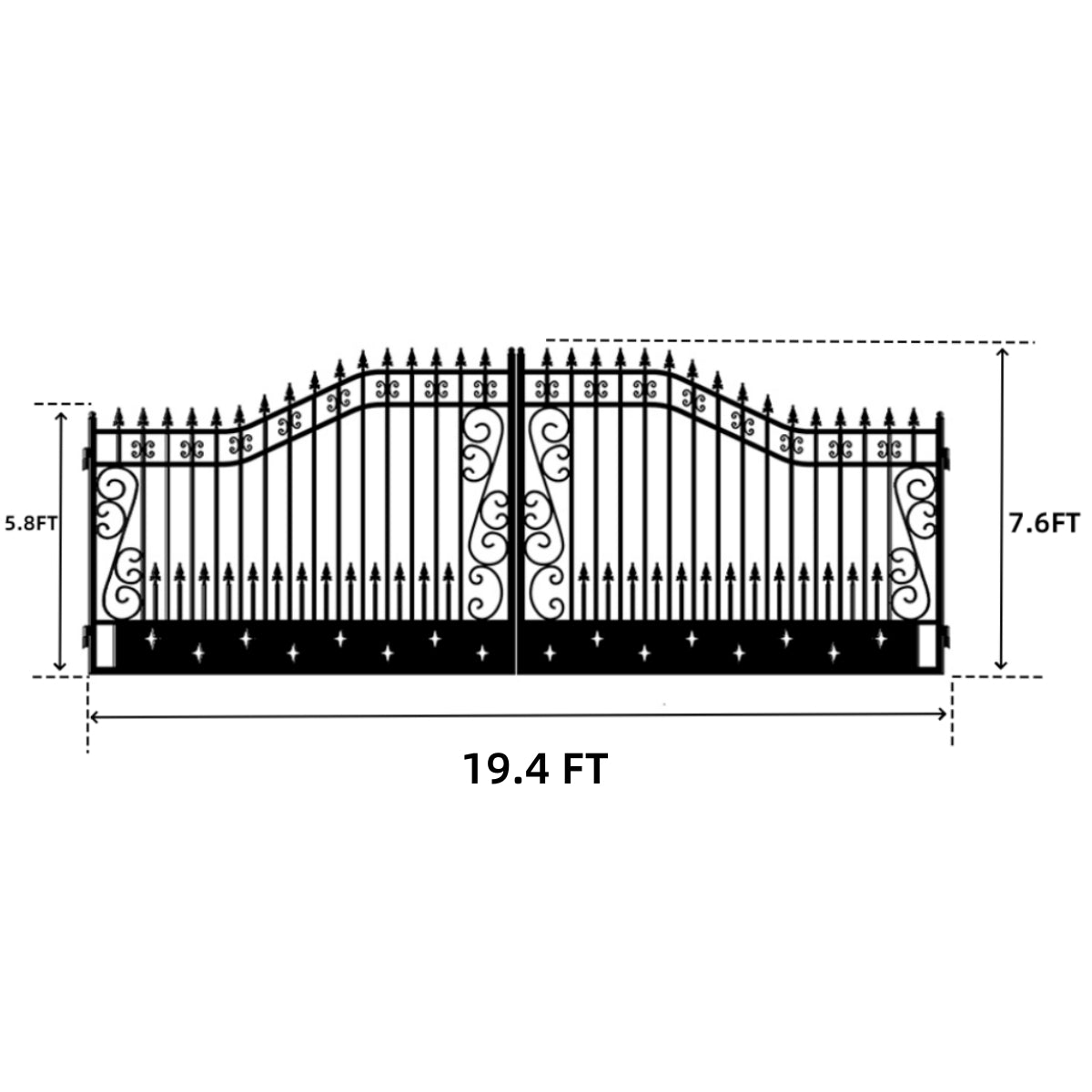 Chery Industrial 20x8 ft Steel Dual Swing Driveway Gate
