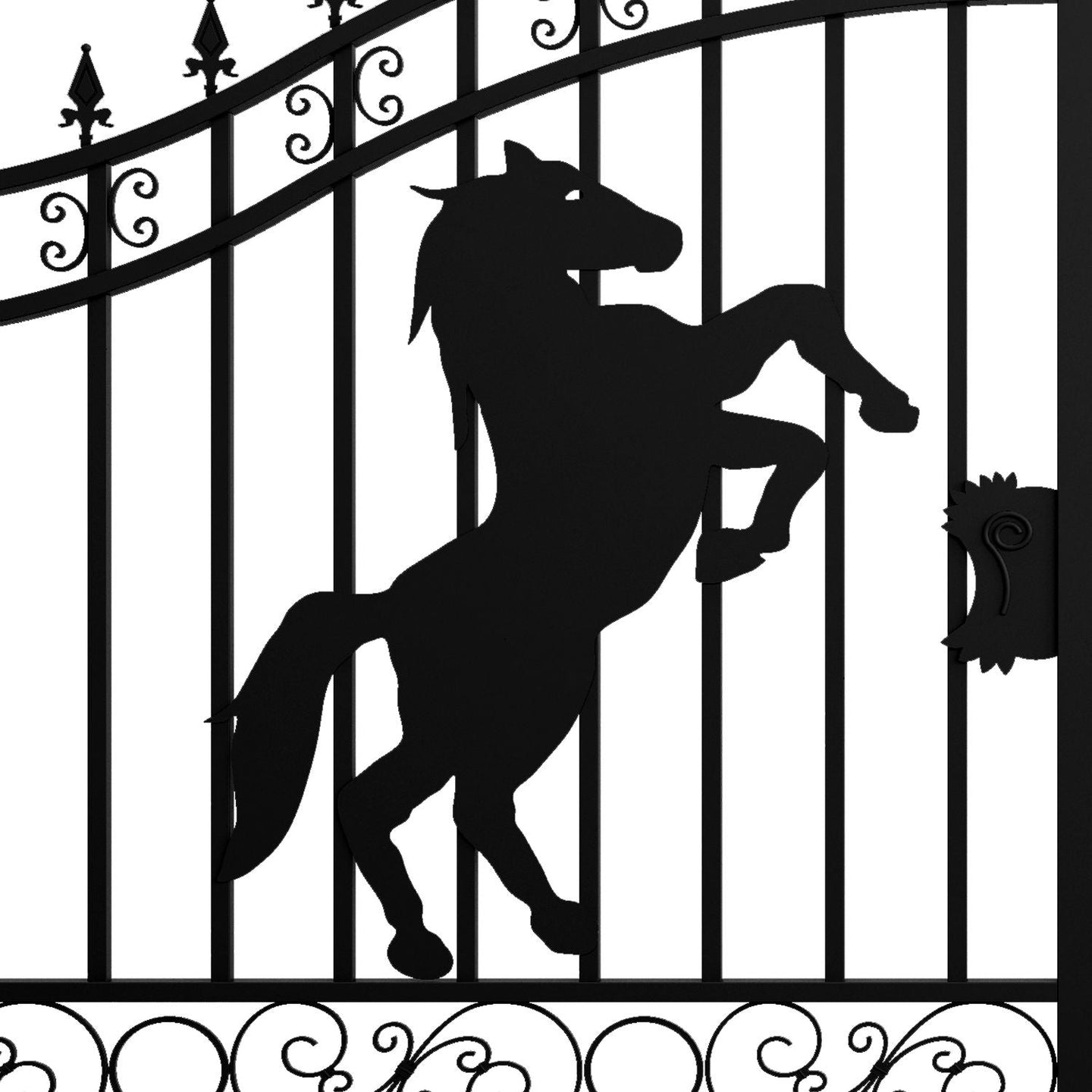 Chery Industrial 16x8 ft Steel Dual Swing Driveway Gate with Horse Pattern