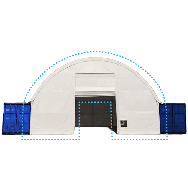 Chery Industrial Front Wall with Winch door for Container Canopy Shelter 40'x40'x15'