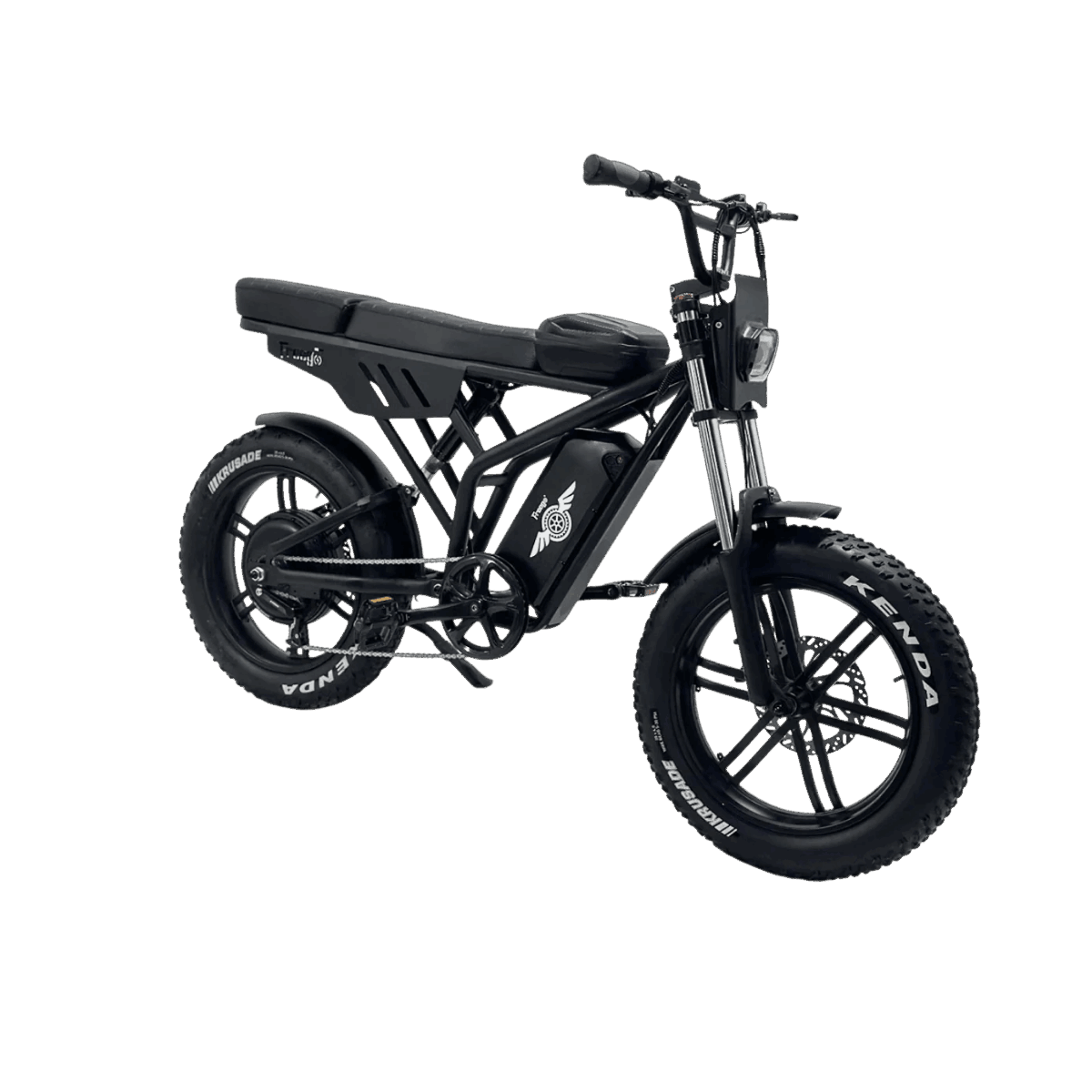 Black electric bike on a gray background