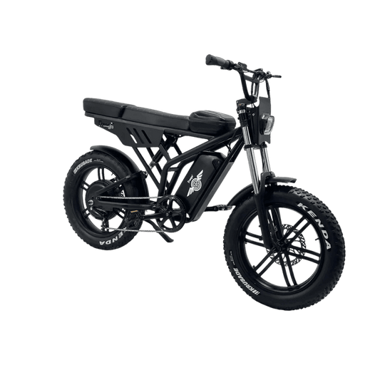Black electric bike on a gray background