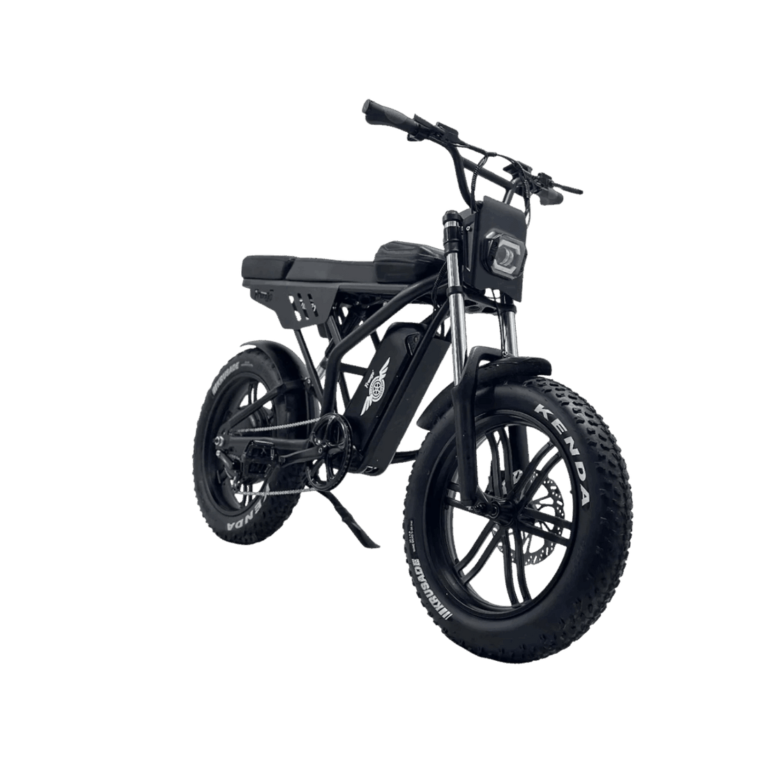 Black electric bike on a gray background