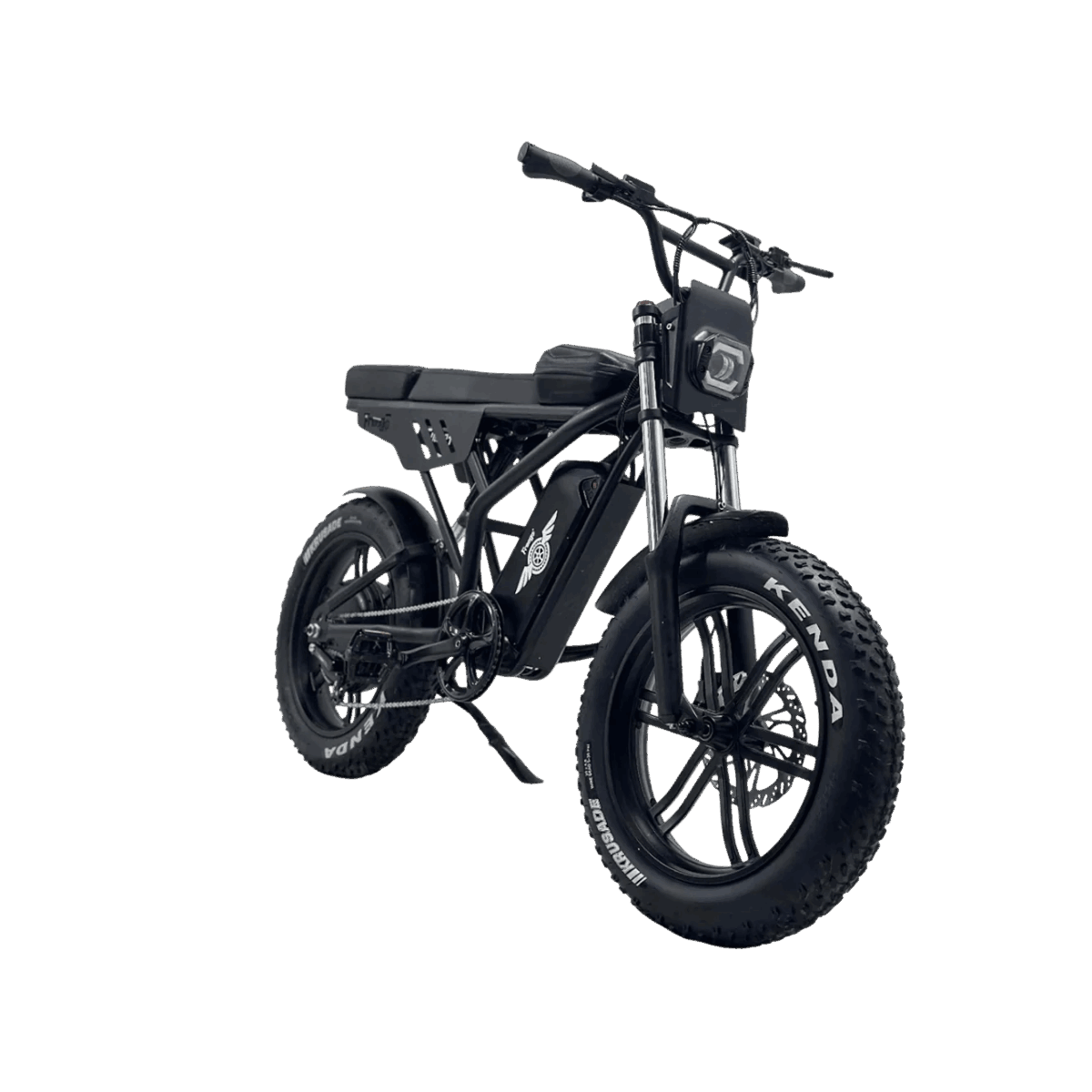 Black electric bike on a gray background