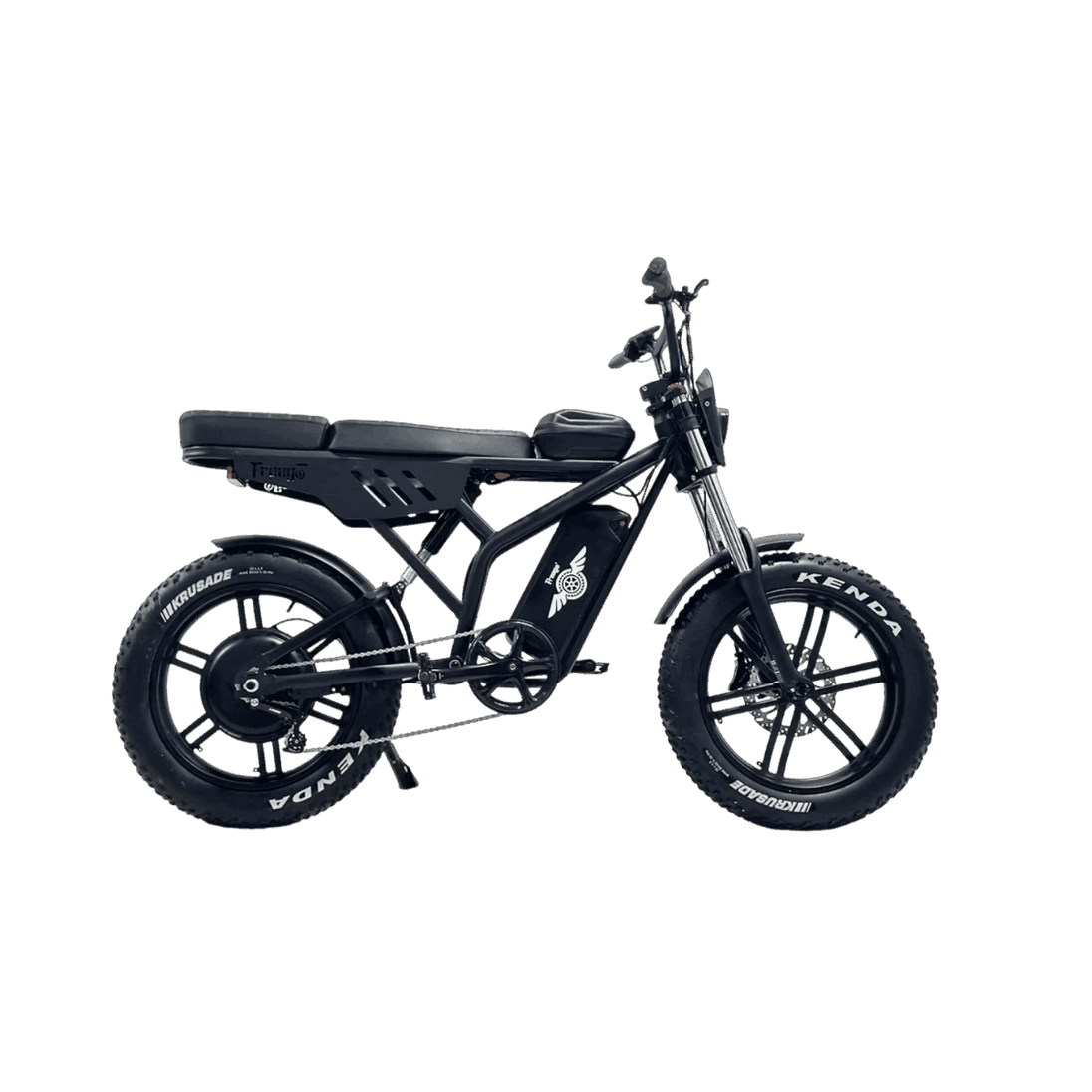 Black electric bike on a gray background