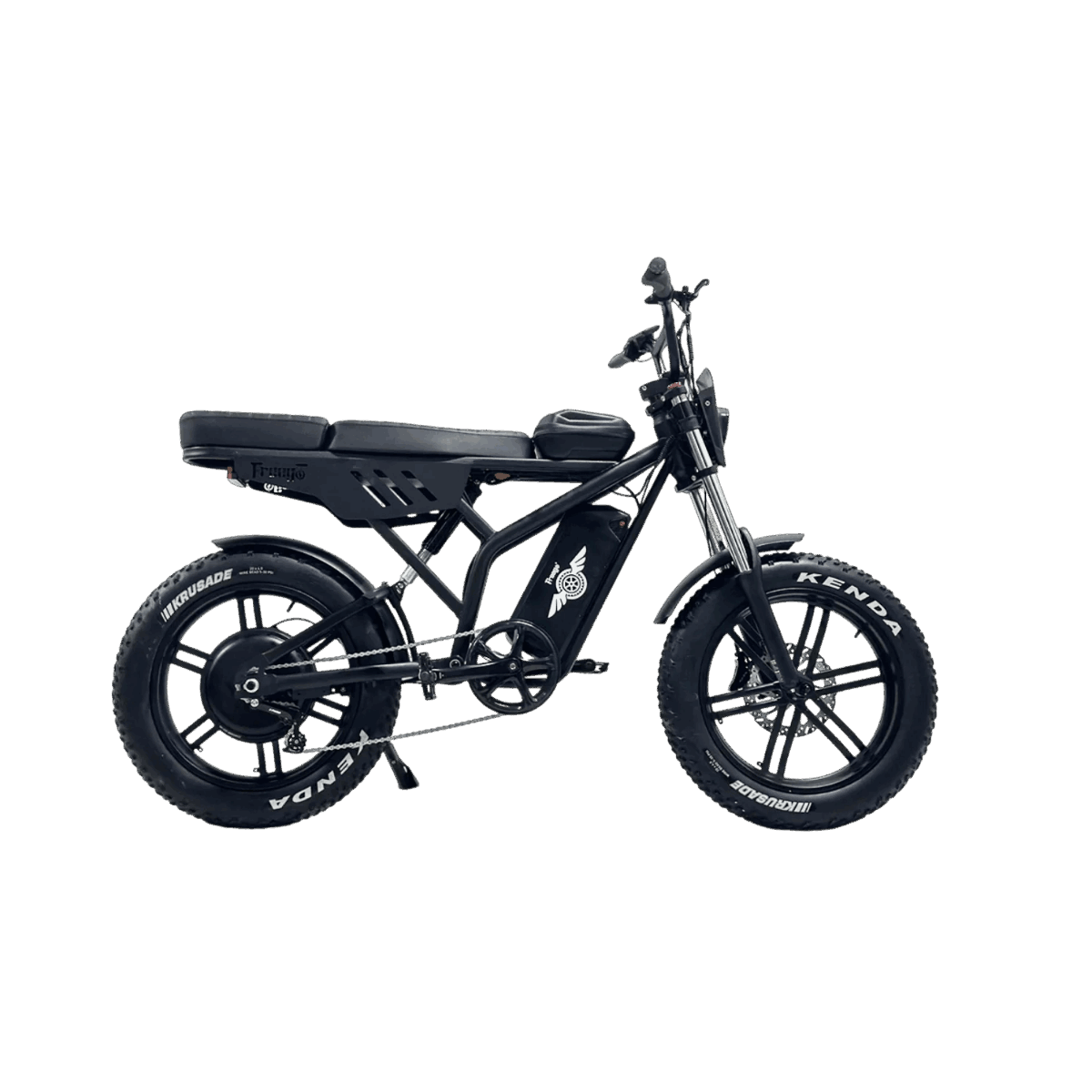 Black electric bike on a gray background