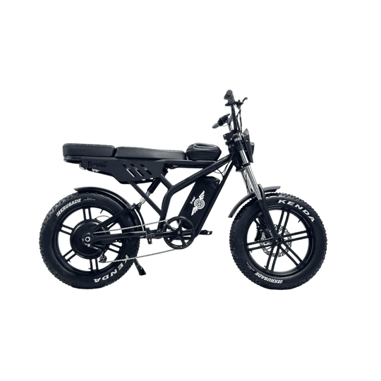 Black electric bike on a gray background