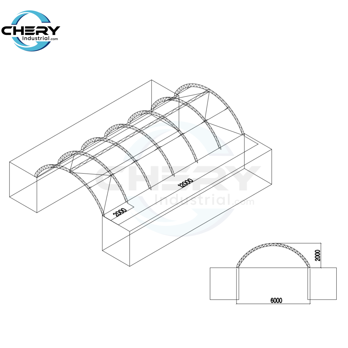 Chery Industrial Fortified 20'x40' Double Truss Container Shelter