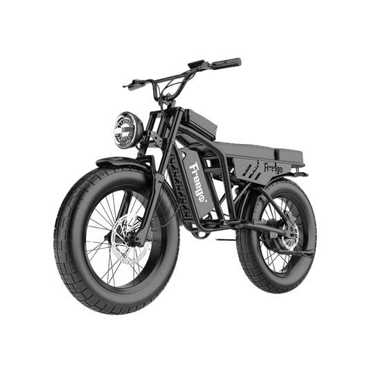 Freego Shotgun Lite F0 fat-tire eBike designed for comfort and stability, transparent background