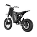 Three-quarter view of the Freego X0 electric mini dirt bike, showcasing the ergonomic seat and durable frame for off-road riding.