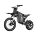 Side-profile view of Freego X0 electric mini dirt bike in black, high-performance E-bike for teens and adults on transparent background.