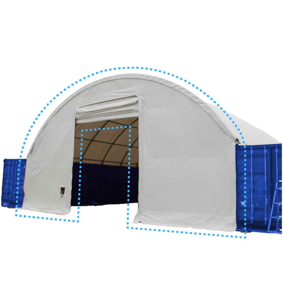Chery Industrial Front cover with Winch door for Shipping Container Canopy Shelter 40'x40'x11'